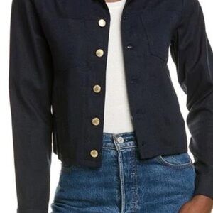 Ellen Tracy Linen blend Jacket with Gold Buttons